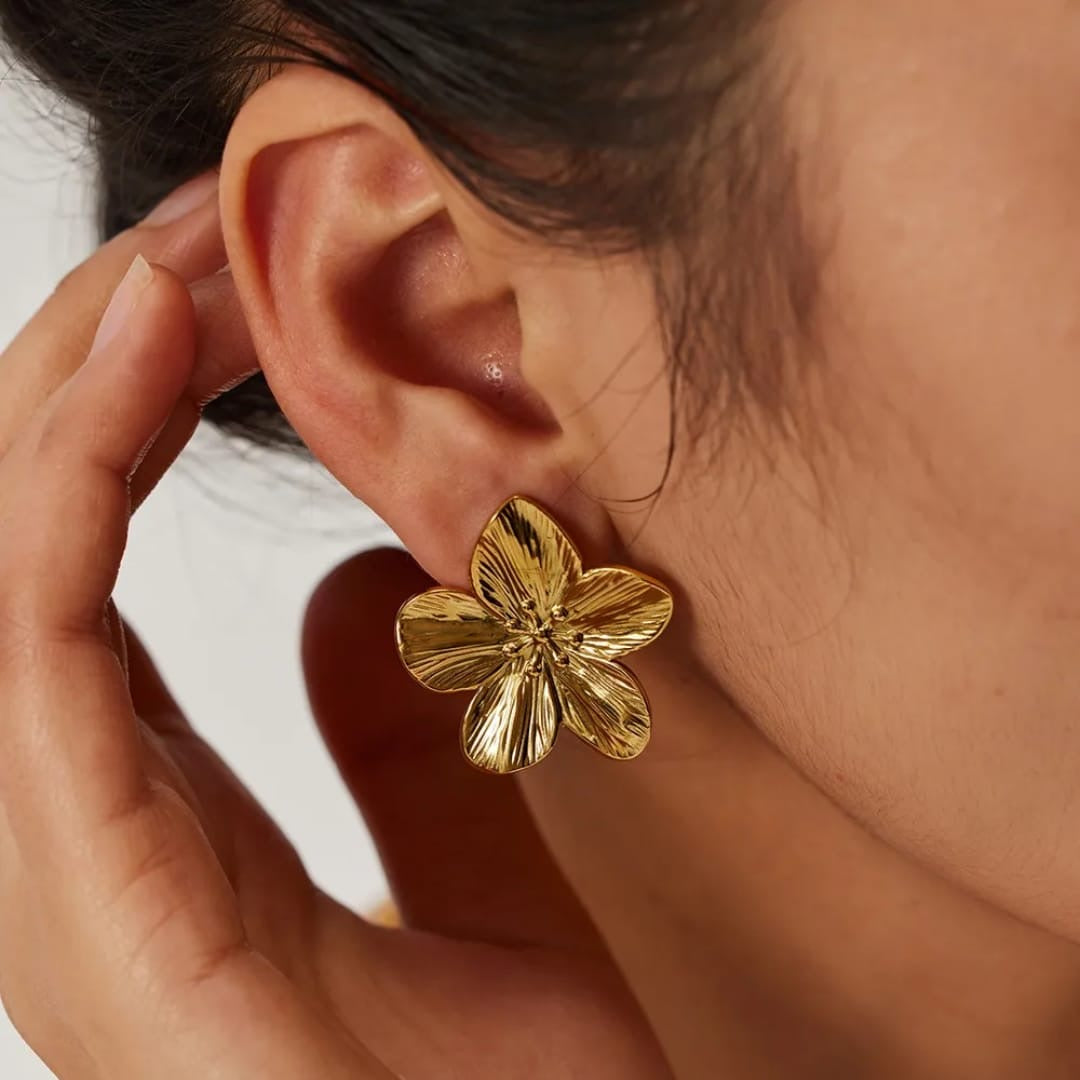 18K Gold Plated Golden Flower Earrings