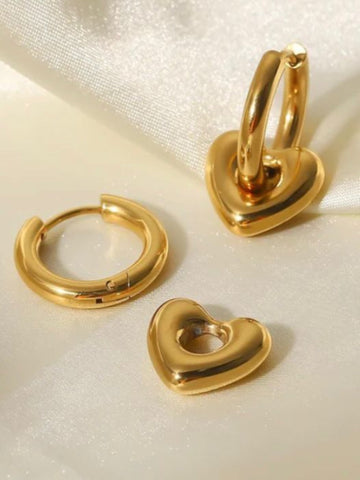 18K Gold Plated Cupid Heart Hoop Earring