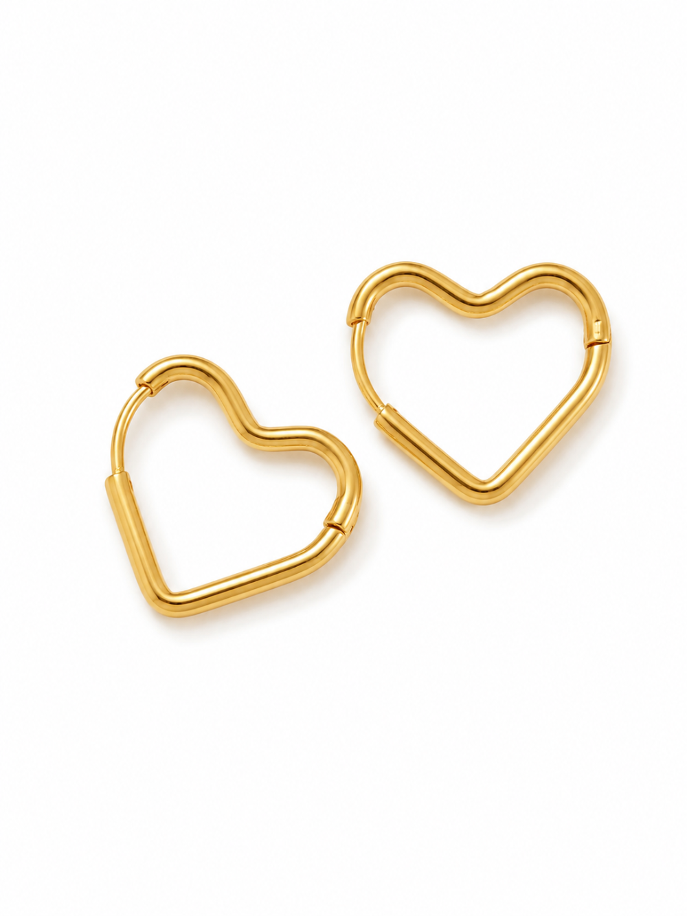 Dainty Heart Hoop Earrings in 18K Gold Plated PVD QROSH