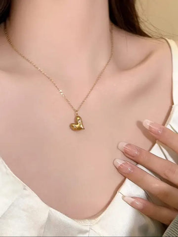 18K Gold-Plated Heart Pendant Necklace (Copy) QROSH