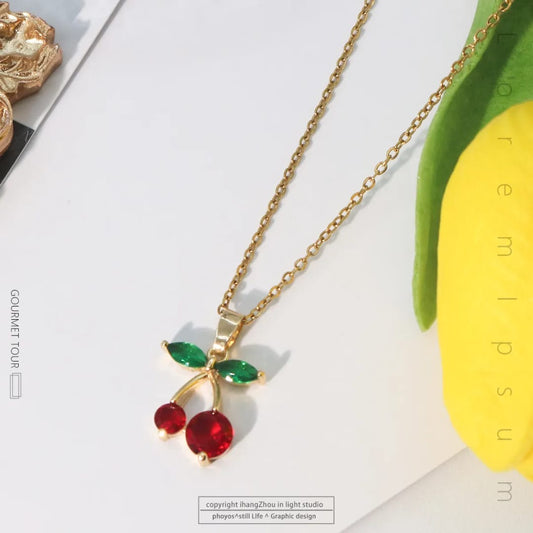 18K Gold-Plated Cherry Charm Pendant