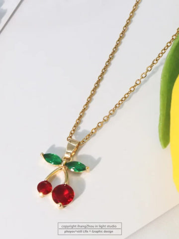 18K Gold-Plated Cherry Charm Pendant