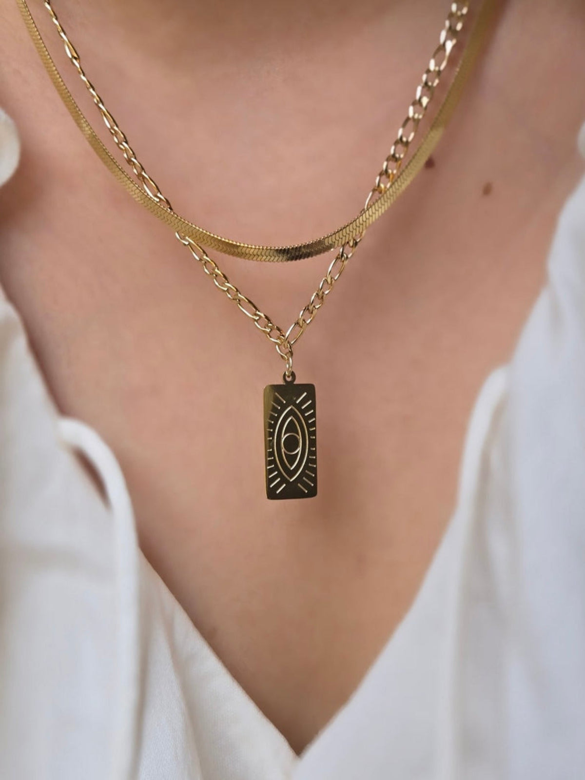 Elegant Double Layer Evil-Eye Pendant QROSH