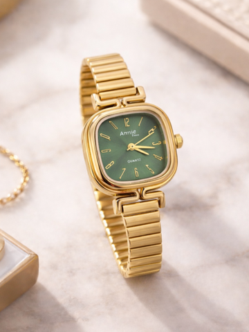 Anti tarnish Green Square Watch QROSH