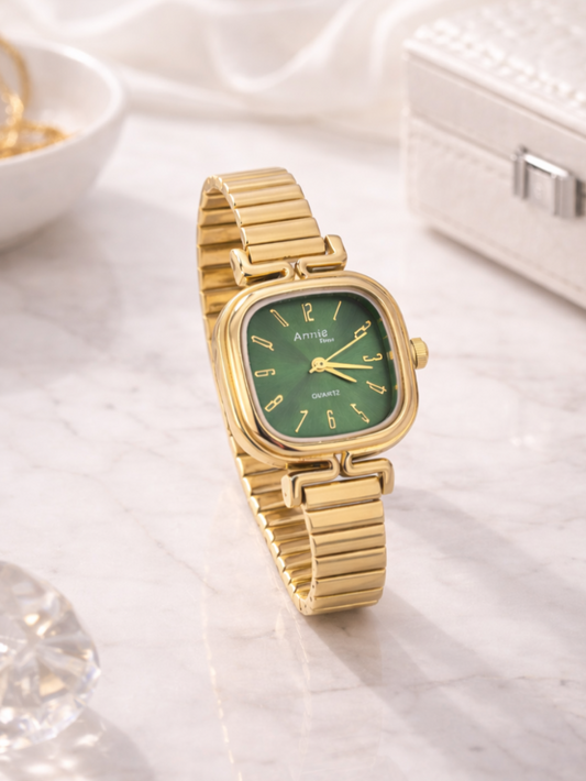 Anti tarnish Green Square Watch QROSH