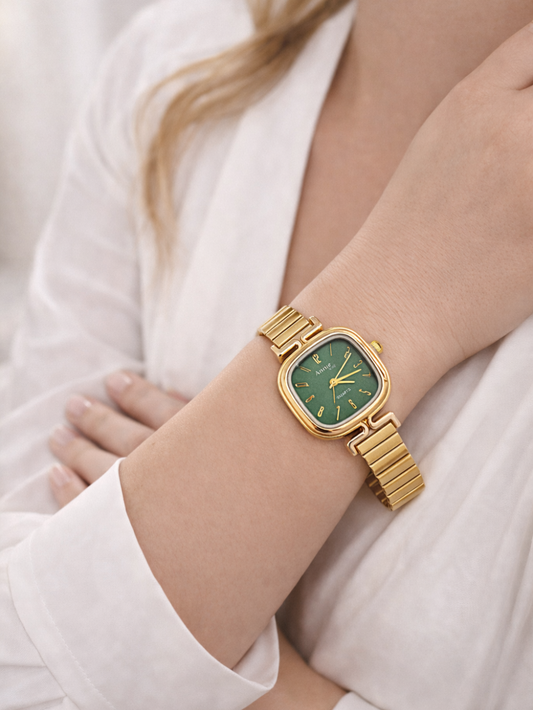 Anti tarnish Green Square Watch QROSH