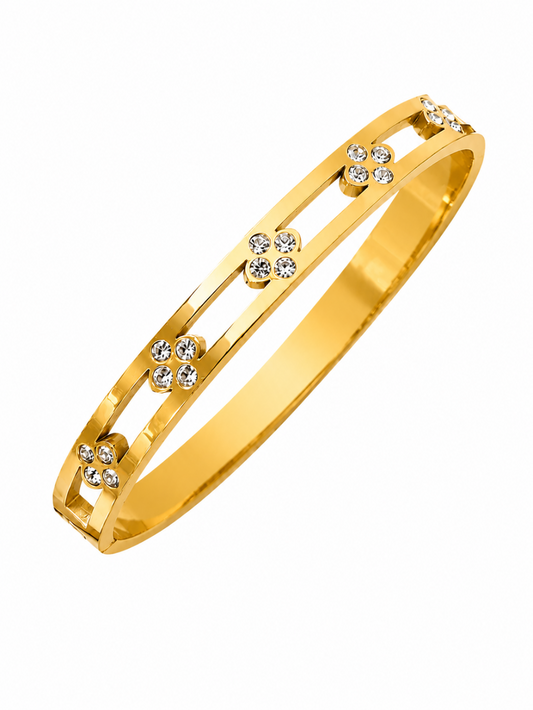 Gold Floral Crystal Bangle QROSH
