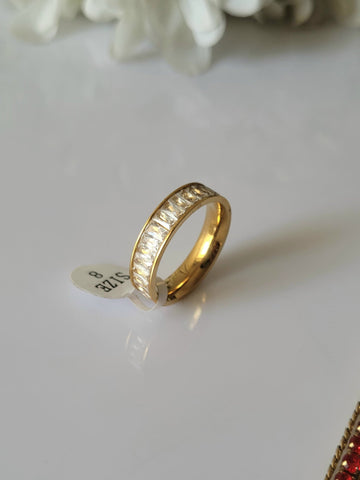 18K Gold Plated 316L Full Stone Ring QROSH
