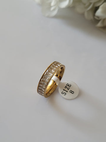 18K Gold Plated 316L Full Stone Ring QROSH