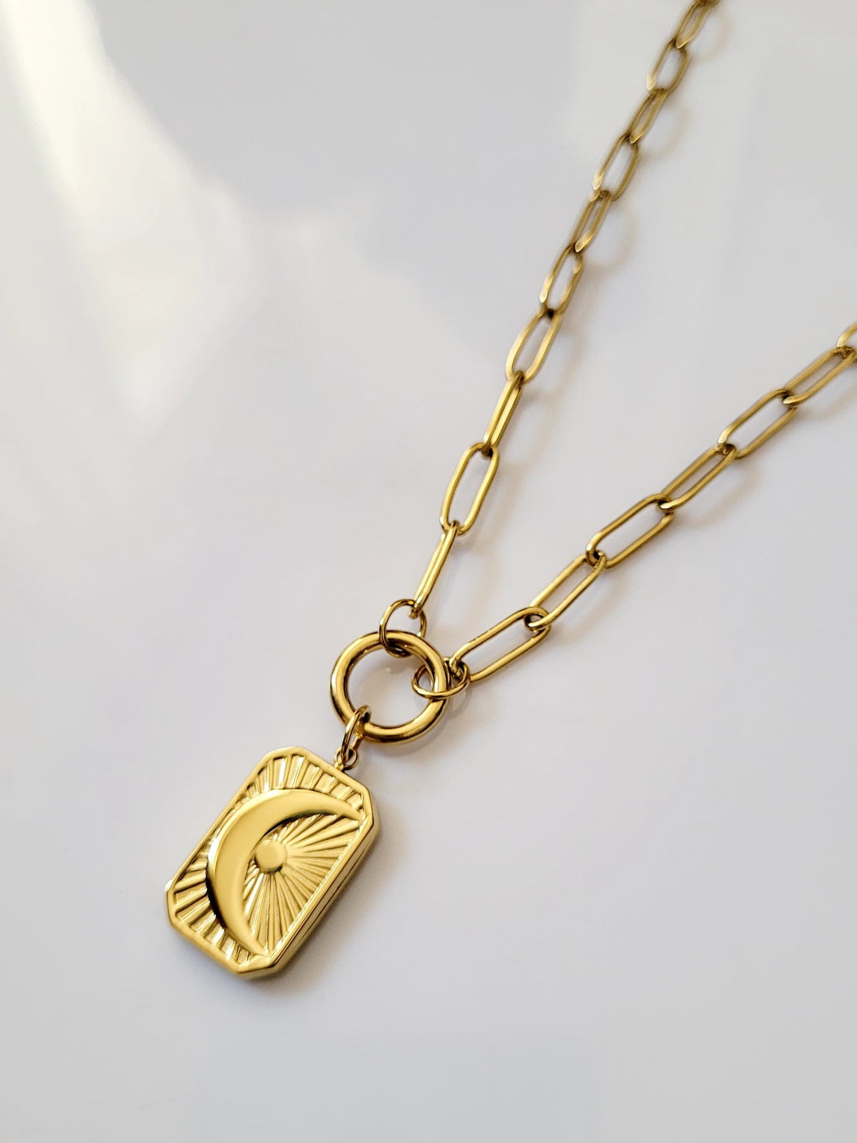 18K Gold-Plated Front Open Moon Pendant
