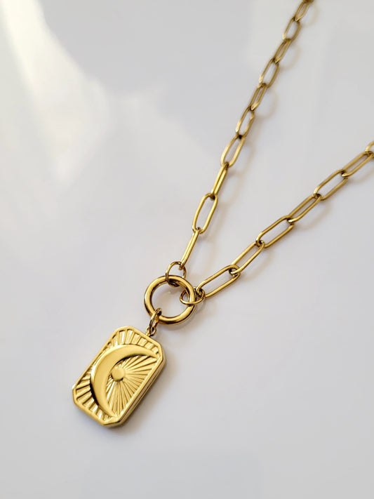 18K Gold-Plated Front Open Moon Pendant