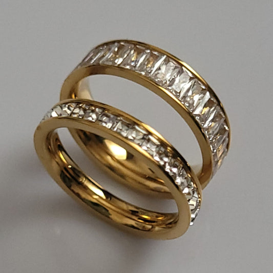 18K Gold Plated 316L Full Stone Ring