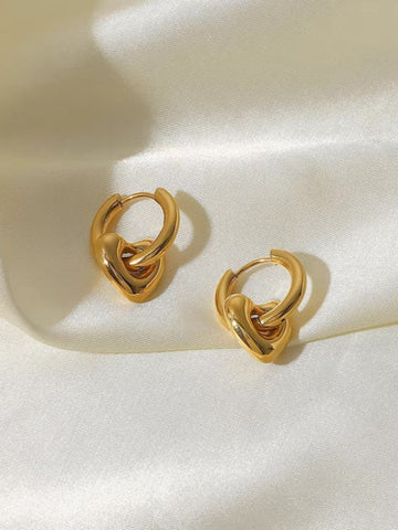 18K Gold Plated Cupid Heart Hoop Earring