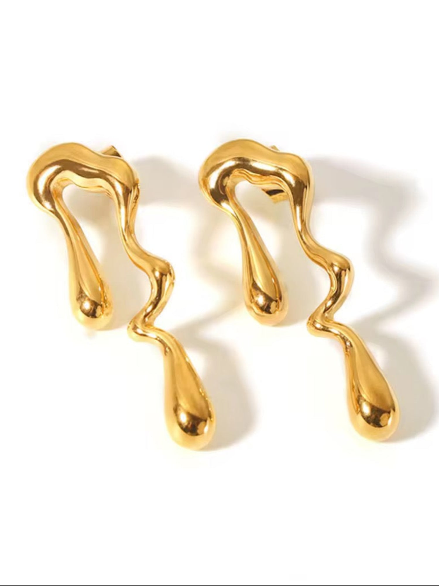 Abstract Gold Drop Earrings – Modern Irregular Earrings for Women QROSH