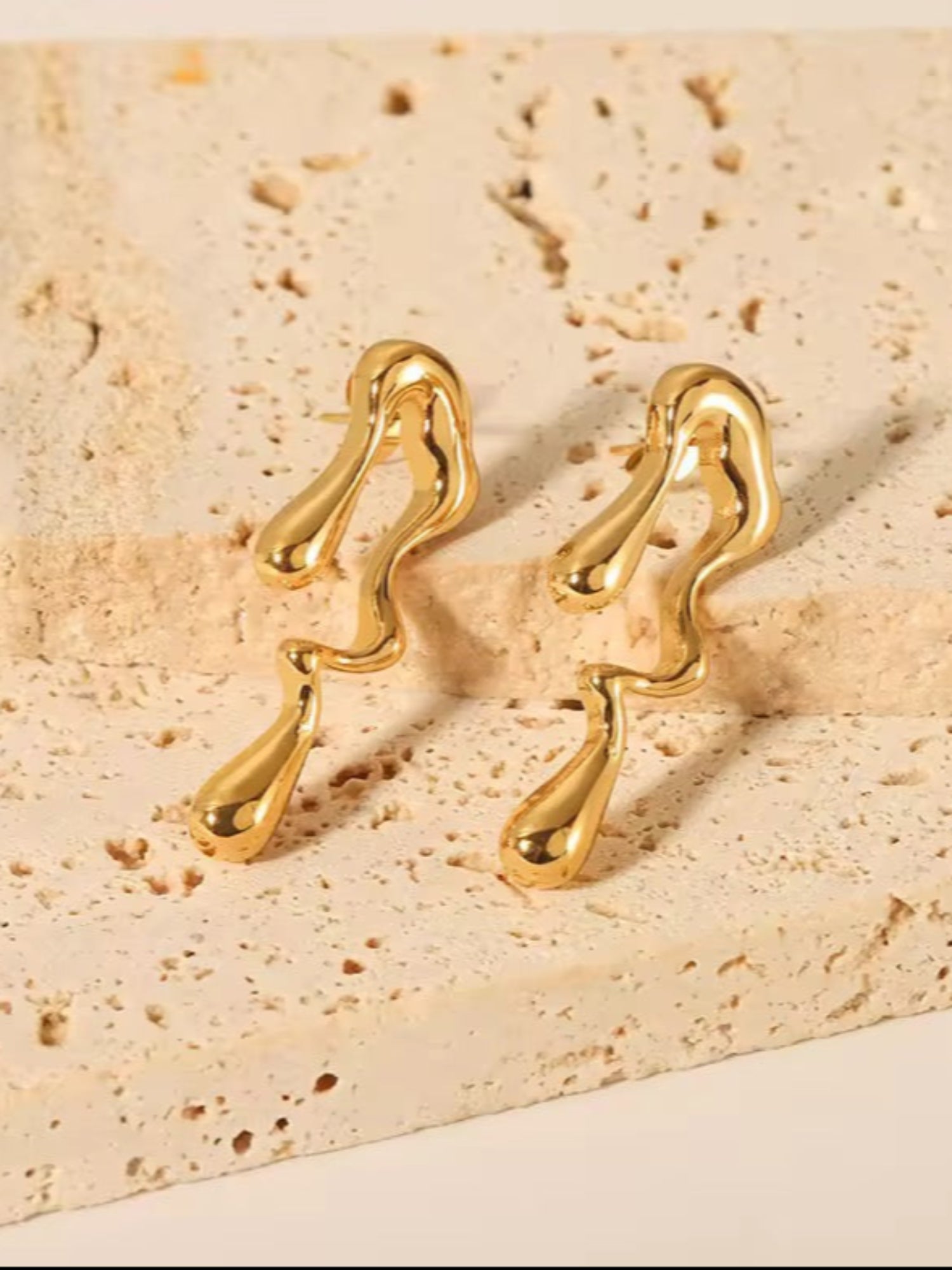 Abstract Gold Drop Earrings – Modern Irregular Earrings for Women QROSH