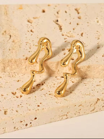 Abstract Gold Drop Earrings – Modern Irregular Earrings for Women QROSH