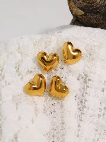 18K Gold Plated Golden Heart Studs