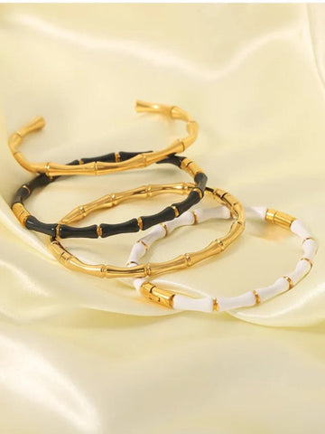 18K Gold Plated Bamboo Bangle QROSH