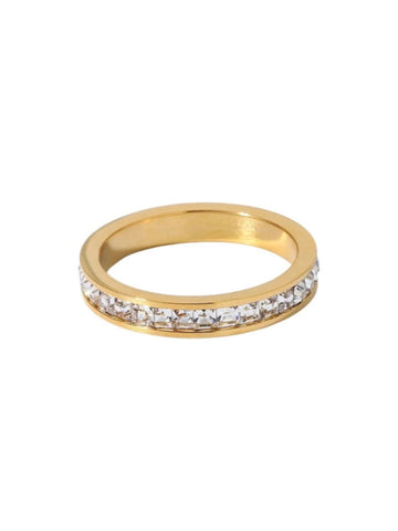 18K Gold Plated 316L Full Stone Thin Band Ring