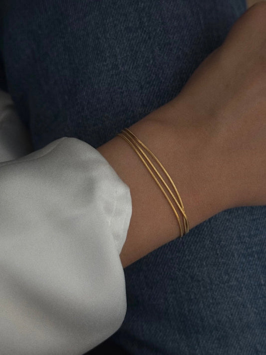 18K Gold Plated Triple Layered Bracelet