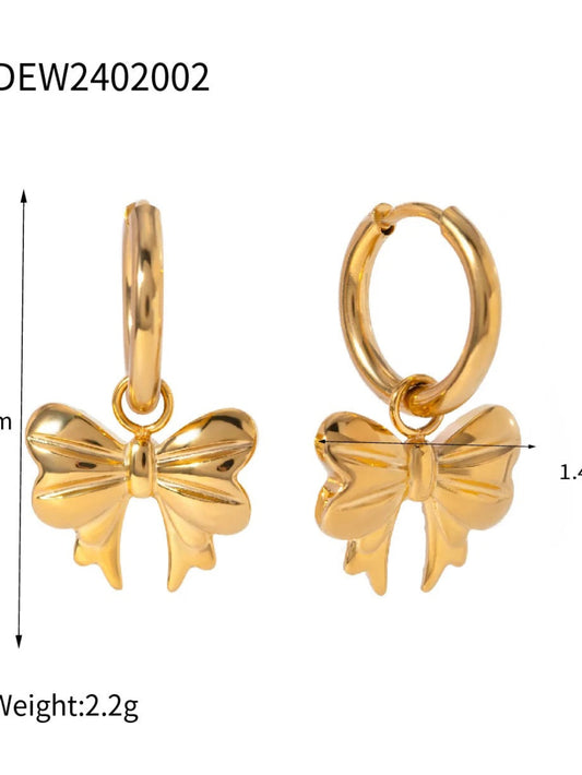 18K Gold Plated Minimal Bow Huggies QROSH