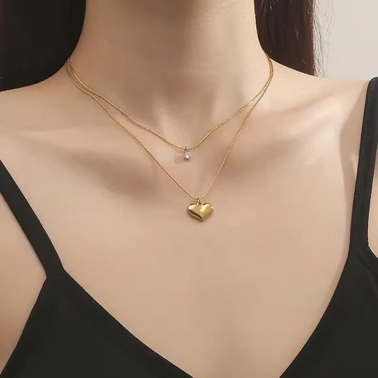 18K Gold-Plated Double Layered Heart Pendant