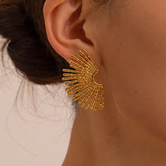 18K Gold Plated Half Sunray Studs