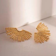 18K Gold Plated Half Sunray Studs