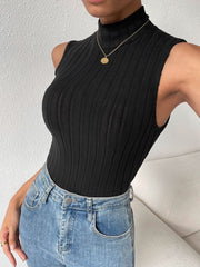 Black Ribbed Crop Top