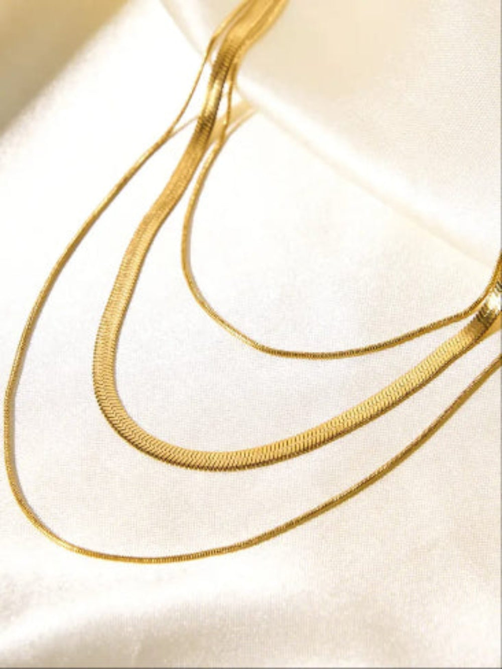 Gold-Plated Tripple Layer Chain Necklace QROSH