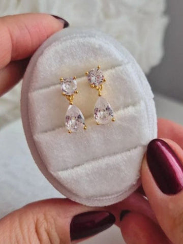 Gold and clear teardrop earrings 