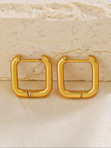 Gold Plated Square Stud Earrings for Women
