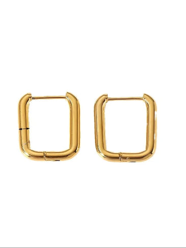 Gold Plated Square Stud Earrings for Women
