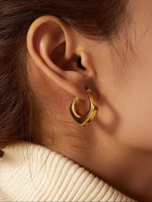Gold-Plated Bossy Hoops Earrings - QROSH