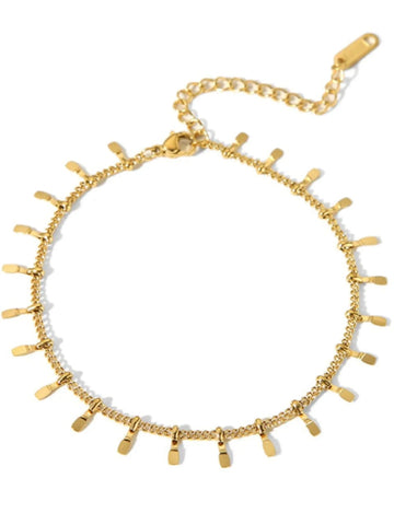 18K Gold Plated Chic Dangle Drop Chain Anklet - QROSH