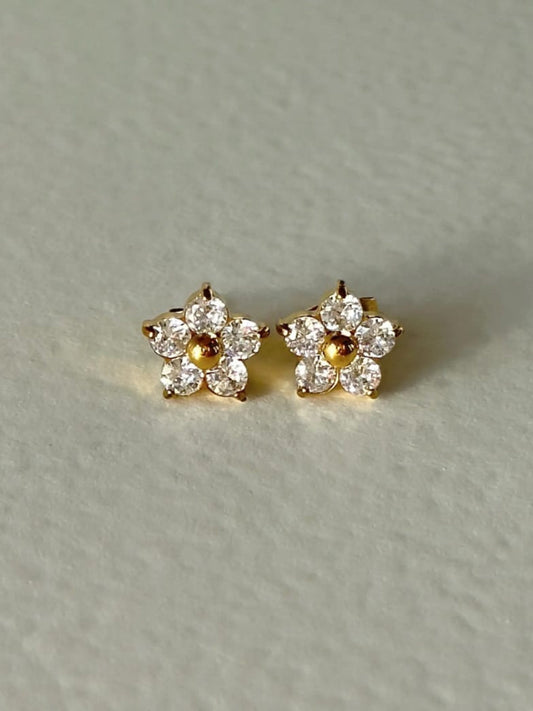 Elegant 18K Gold-Plated Flower Stud Earrings QROSH