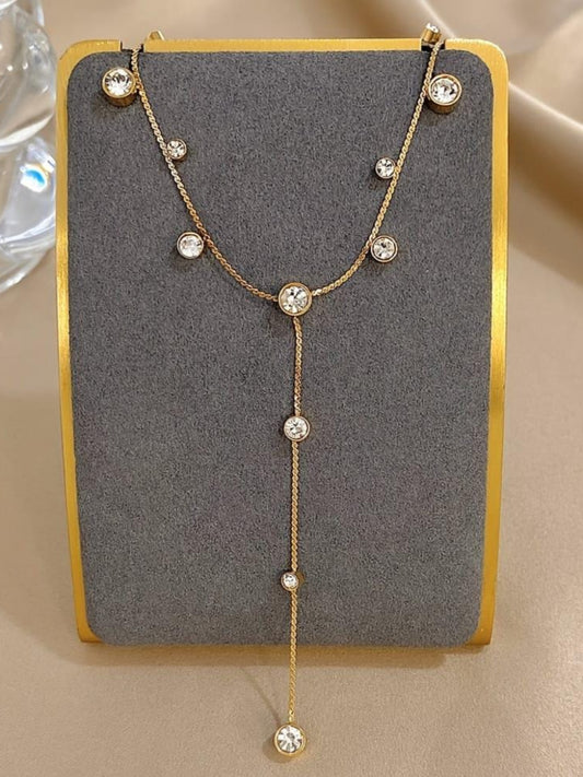 Gold necklace with crystals