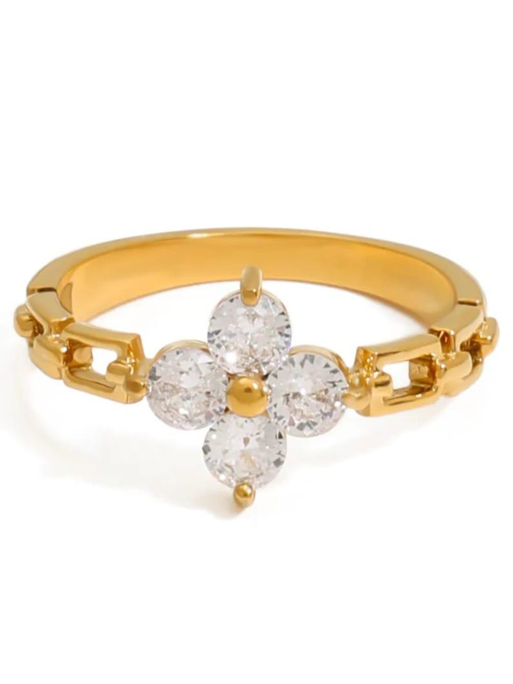 18K Gold-Plated Stone Flower Ring QROSH