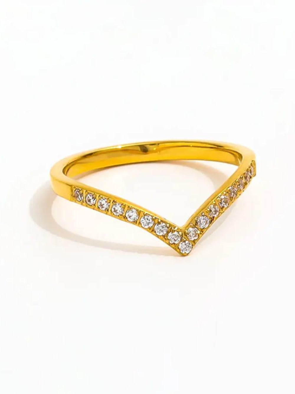 18K Gold-Plated Stone V Band Ring QROSH