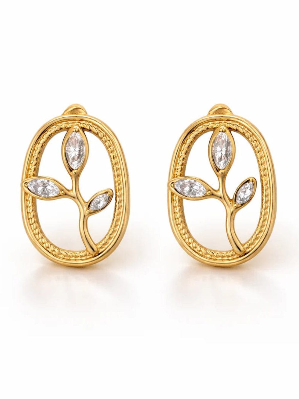 Gold earrings with diamond accents