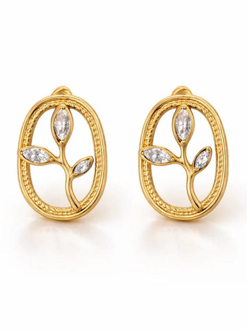 Gold earrings with diamond accents