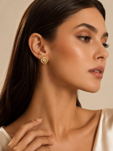 Gold Swirl Stud Earrings QROSH