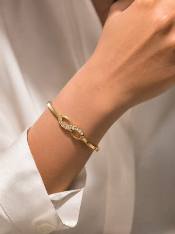 Infinity Crystal Gold Bangle QROSH