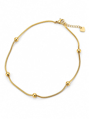 Gold Beaded Snake Chain Anklet QROSH