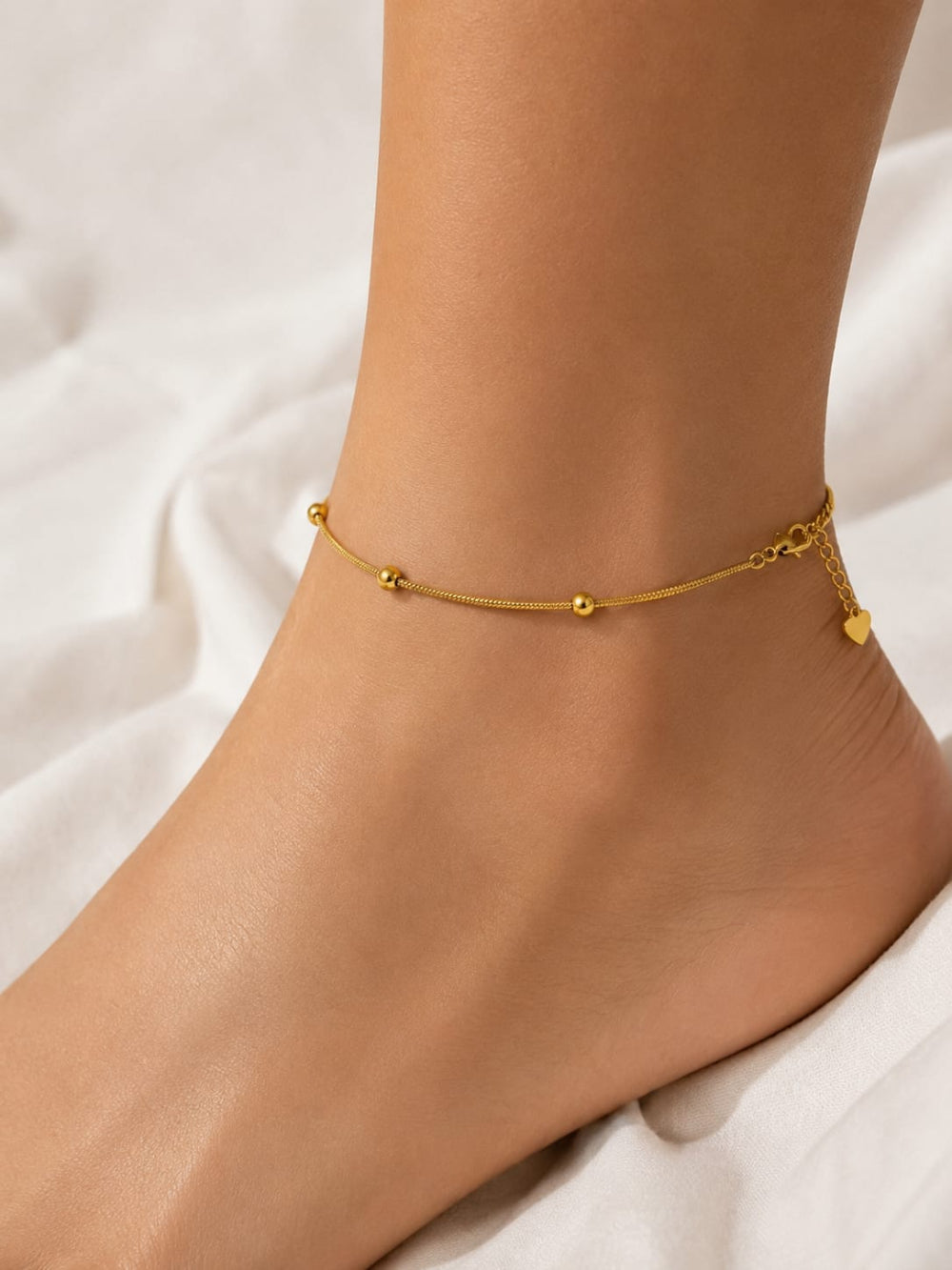 Gold Beaded Snake Chain Anklet QROSH