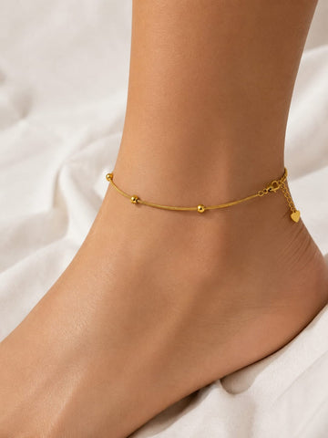 Gold Beaded Snake Chain Anklet QROSH