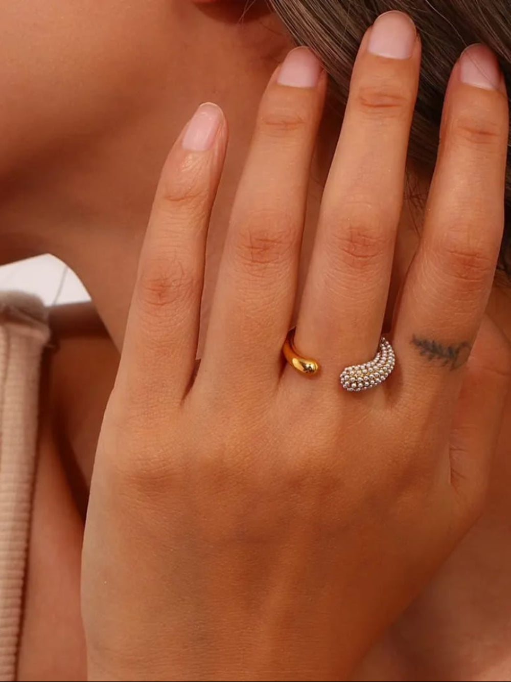 half pearl ring