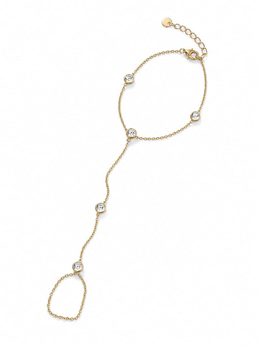 Gold Crystal Hand Chain Bracelet QROSH