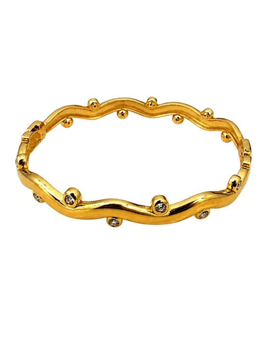 Elegant Wavy GoldBangle QROSH