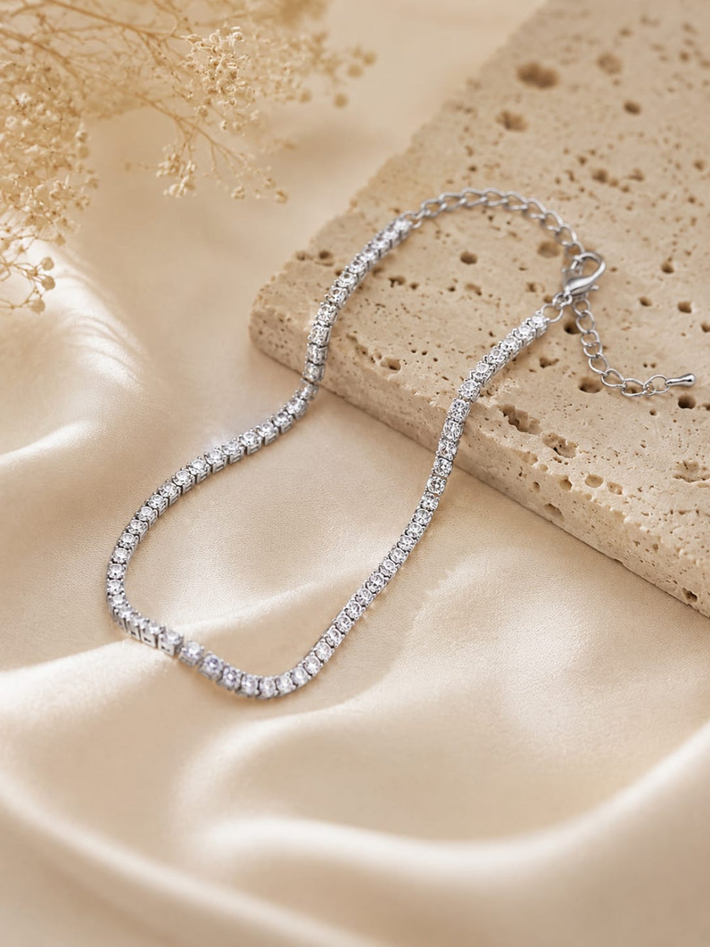 Sterling Silver Tennis Anklet QROSH